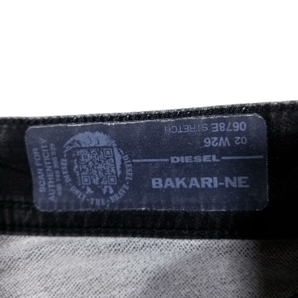 DIESEL BAKARI NE Straight Leg Articulated Knee Moto Jeans Womens 26 Black - Picture 3 of 8